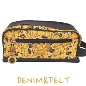 Gianni Versace Flower Leopard PVC/Leather Clutch/Cosmetic Bag/Makeup Case/Pouch
